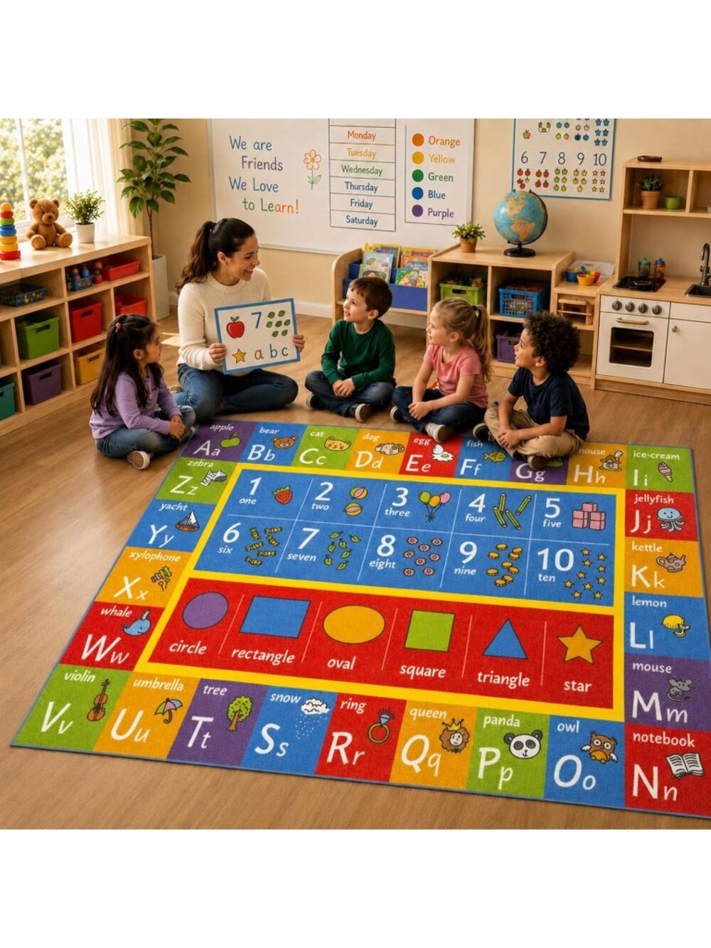 New Educational Rug: ABC Alphabet, Numbers & Shapes